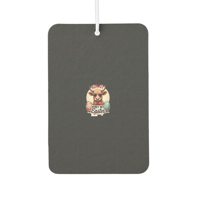 Désodorisant Pour Voiture Vintage Howdy Chérie Pâques Vache Highland Mignon  (Devant)