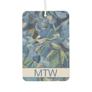 Désodorisant Pour Voiture Vintage Purple Irises Fleurs Florales Monogramme