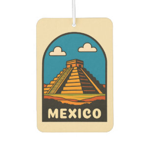 Désodorisant Pour Voiture Vintage voyage Mexique Aztec Pyramide Rétro Pittor