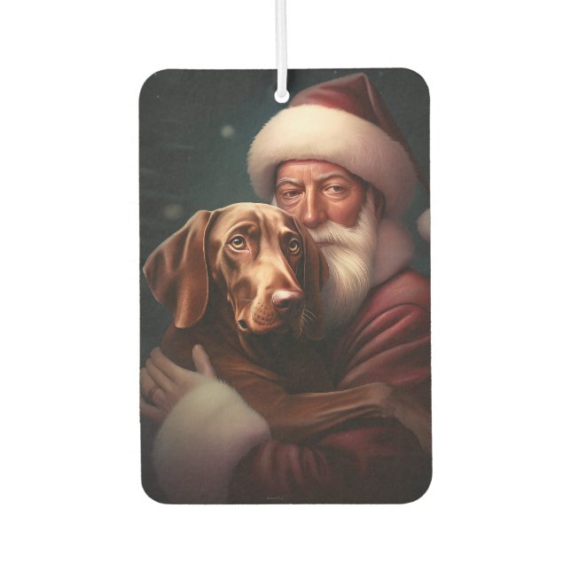 Désodorisant Pour Voiture Vizsla avec Noël Festif du Père Noël (Devant)
