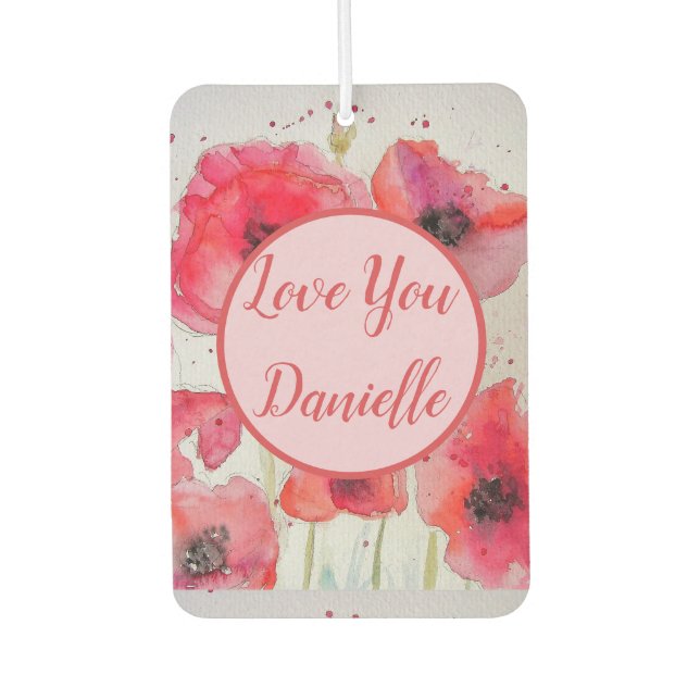 Désodorisant Pour Voiture Voiture d'aquarelle Red Poppy Air Freshener (Devant)