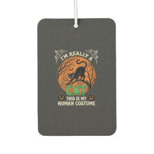 Désodorisant Pour Voiture Vraiment Chat Noir Halloween Lune Citrouilles