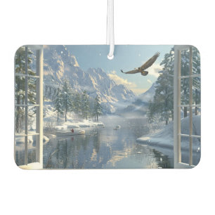 Désodorisant Pour Voiture Vue du pêcheur d'aigle du lac Winter Mountain