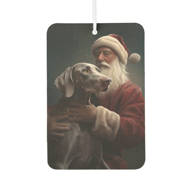 Désodorisant Pour Voiture Weimaraner avec Noël Festif du Père Noël (Devant)