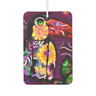 Désodorisant Pour Voiture Whimsical Abstrait Toucan Bird Floral coloré