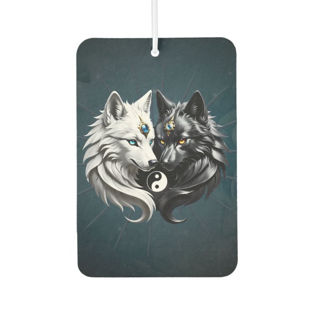 Désodorisant Pour Voiture Yin Yang Wolves. (Devant)