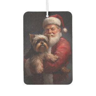 Désodorisant Pour Voiture Yorkshire Terrier Santa Claus Festive Noël