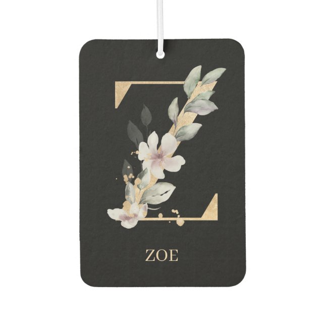 Désodorisant Pour Voiture Z Monogramme Floral Personnalisé (Devant)