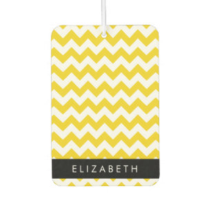 Désodorisant Pour Voiture Zigzag Jaune, Chevron Jaune, Votre Nom
