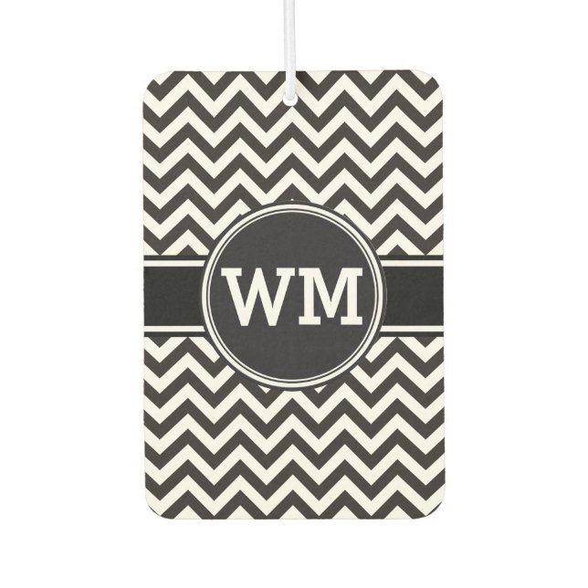 Désodorisant Pour Voiture ZIGZAG pattern - black + your background & ideas (Devant)
