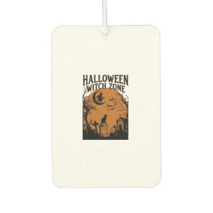 Désodorisant Pour Voiture Zone de sorcière d'Halloween Cimetière de chat noi