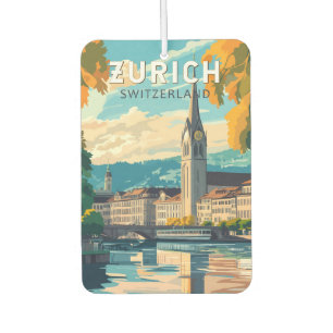 Désodorisant Pour Voiture Zurich Suisse Travel Art Vintage