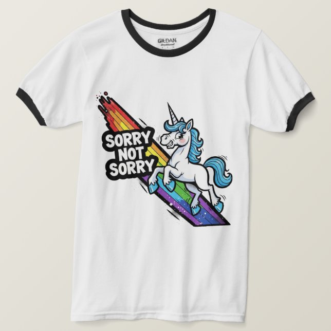 Désolé pas désolé T-Shirt Licorne Sonnerie (Design devant)