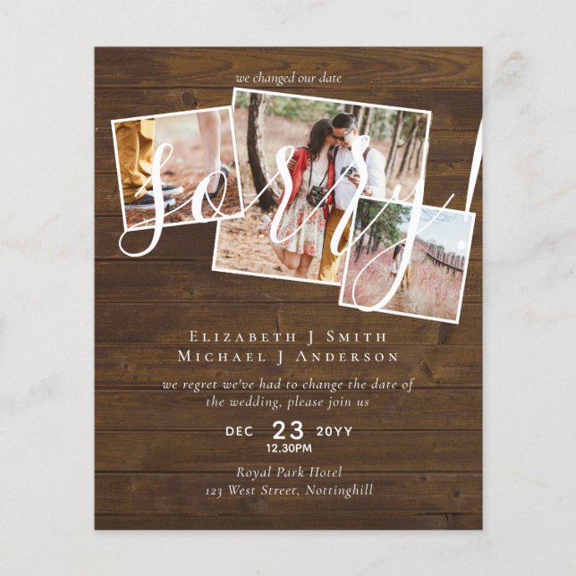 DÉSOLÉ ! Remise du mariage Changement de date PHOT (Devant)