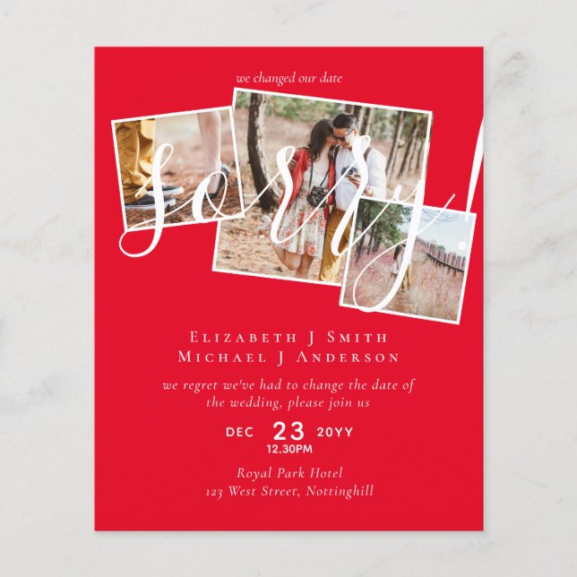 DÉSOLÉ ! Remise du mariage Changement de date PHOT (Devant)