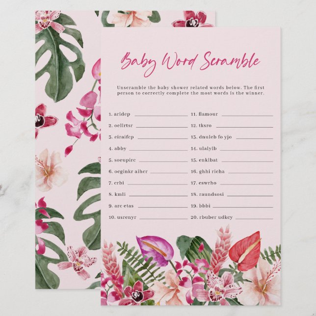 Désordre de mots de bébé tropical (Devant / Derrière)