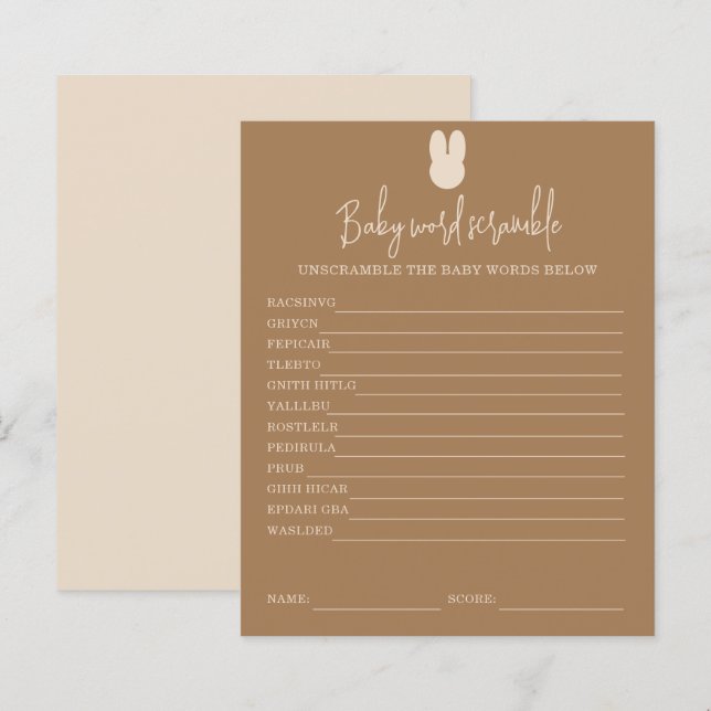 Désordre de mots simples de bébé lapin | Jeu de Ba (Devant / Derrière)