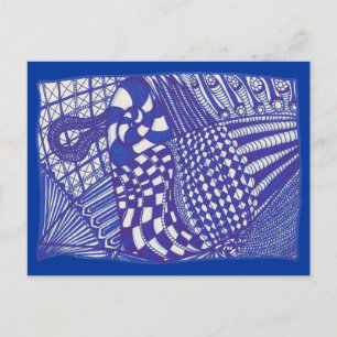 Dessin Abstrait bleu et blanc, cartes postales