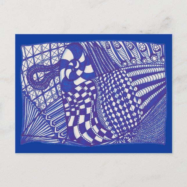 Dessin Abstrait bleu et blanc, cartes postales (Devant)