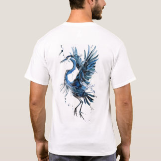 Dessin Abstrait noir du T-shirt Héron Bleu