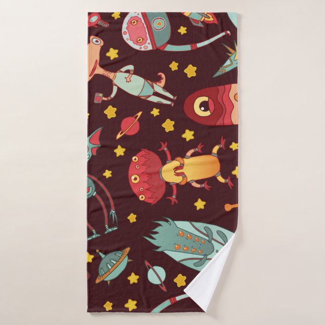 Dessin Alien : Espace Vintage (Serviette de bain)