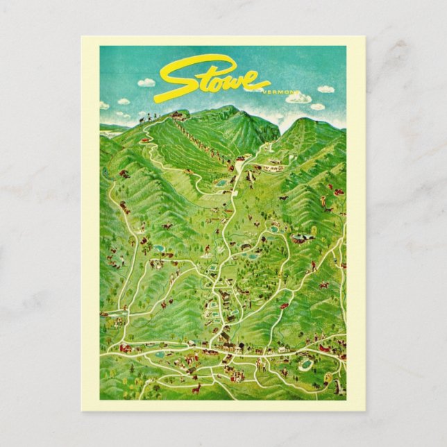 Dessin ancien de la carte postale de Stowe Vermont (Devant)