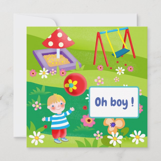 dessin animé Boy Baby shower Invitation (Devant)