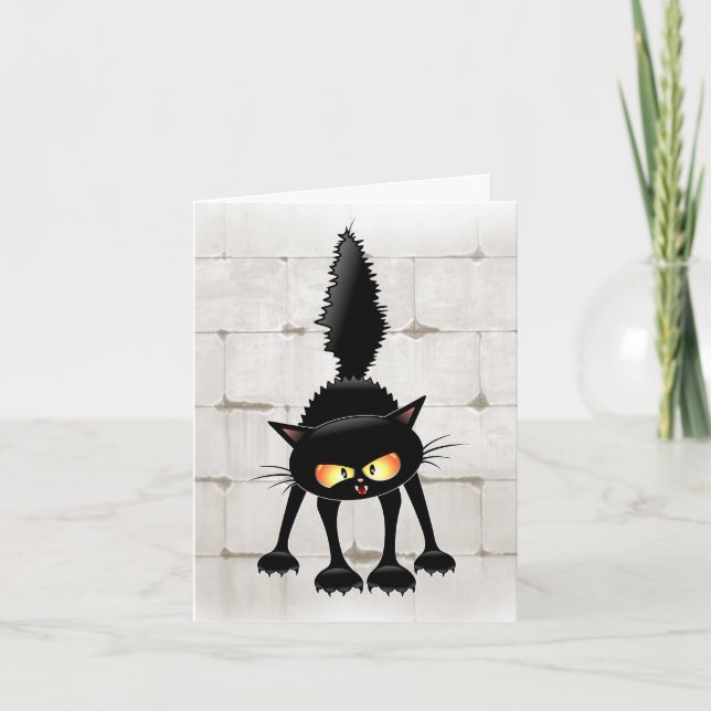 Dessin animé de chat noir drôle et féroce  (Devant)