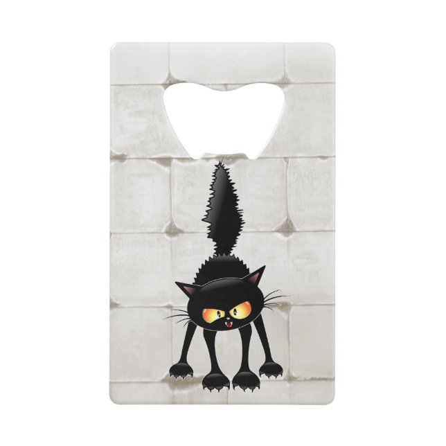 Dessin animé de chat noir drôle et féroce  (Devant)