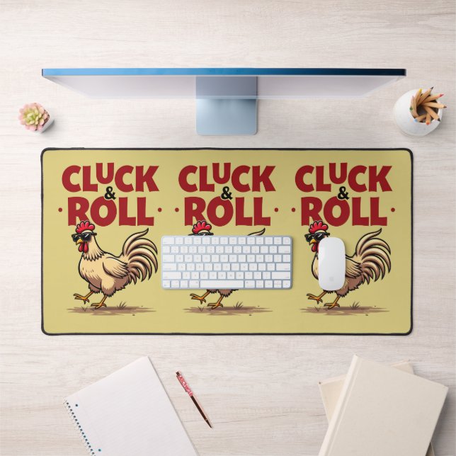 Dessin animé de coq cool "Cluck & Roll" drôle (Bureau 1)