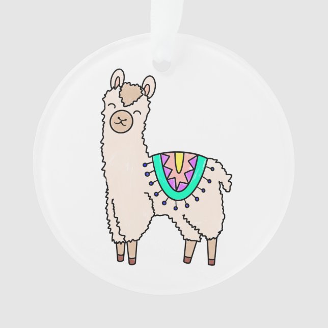 dessin animé de llama alpaga souriant (devant)