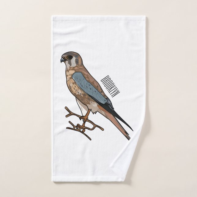 dessin animé d'oiseau-kestrel américain (Serviette à main)