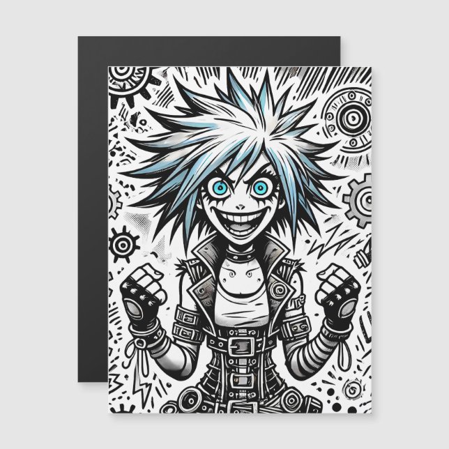 dessin animé joyeux art original blu_eyes black_a (Devant / Derrière)