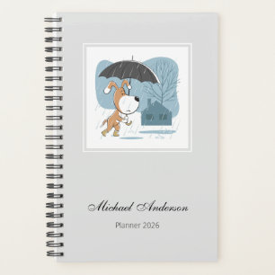 Dessin Animé Mignon Chien Drôle Puppy Pluie Parapl
