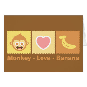 Dessin animé mignon de singe - Amour - Banane