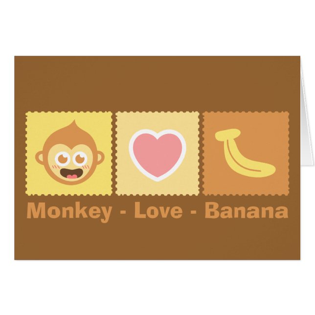 Dessin animé mignon de singe - Amour - Banane (Devant horizontal)