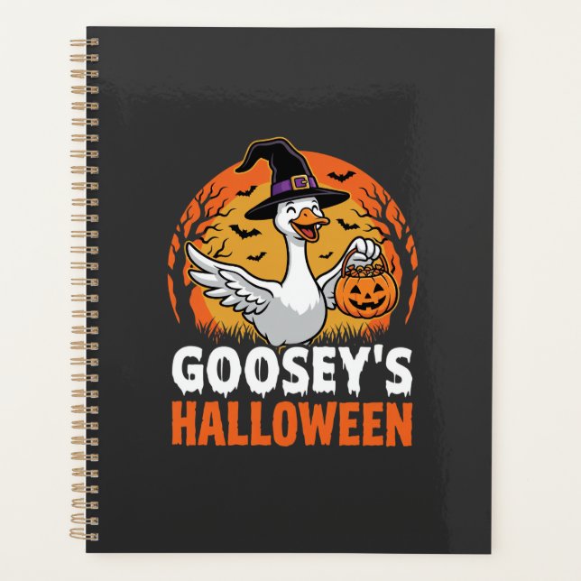 Dessin animé rétro d'oie sorcière d'Halloween de G (Devant)