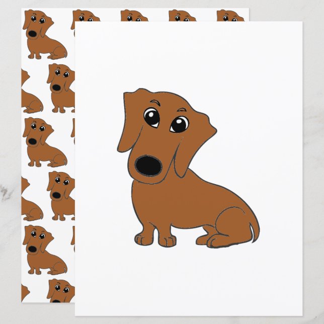 dessin animé rouge de dachshund papier de gratte-c (Devant / Derrière)