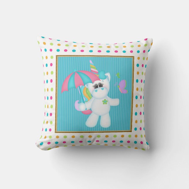dessin animé Unicorn coussin de chambre pour enfan (Recto)
