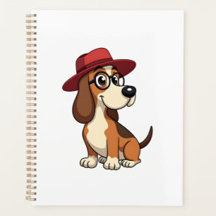Dessin animé vintage Basset Hound au chapeau rouge