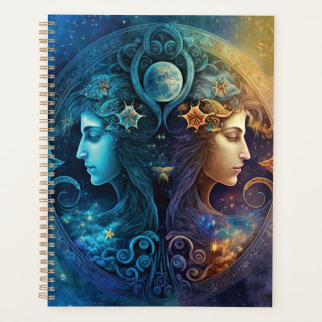 Dessin aquarelle du signe zodiacal Gémeaux (Devant)