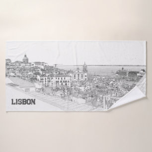 Dessin au crayon du district d'Alfama à Lisbonne