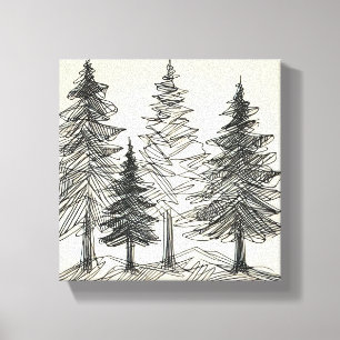 Dessin au crayon Impression des pins
