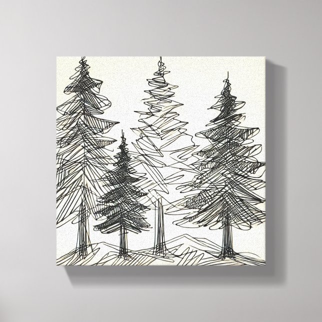 Dessin au crayon Impression des pins (Recto)