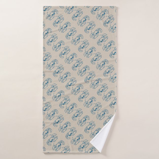 Dessin au trait de homard bleu sur sable couleur b (Serviette de bain)