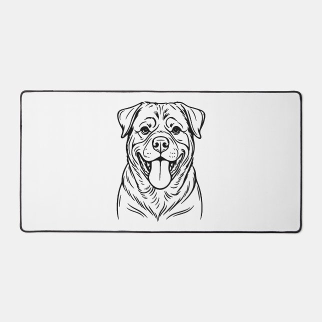 Dessin au trait de Rottweiler � ligne d'art minima (Recto)