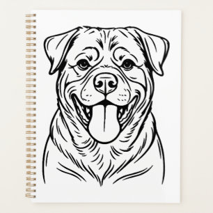 Dessin au trait de Rottweiler � ligne d'art minima