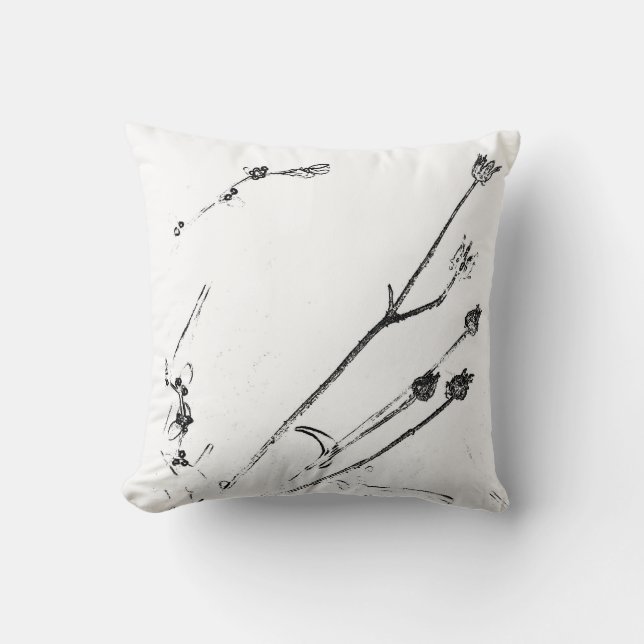 Dessin blanc de nature de coussin à la maison de (Recto)