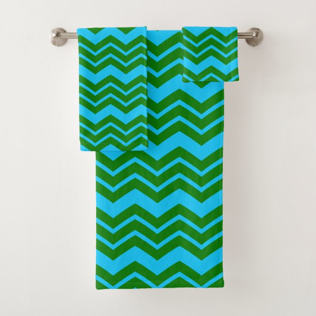 Dessin chevron zigzag bleu vert  (En situation)