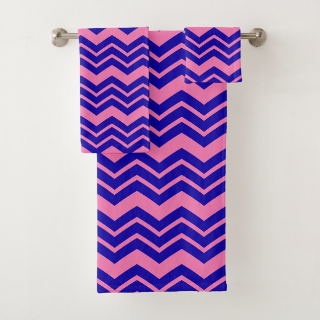 Dessin chevron zigzag rose bleu (En situation)